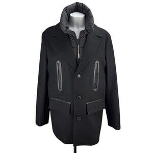 SOIA & KYO Men's Wool Blend Lamskin Leather Gordan Jacket Sz Medium Black